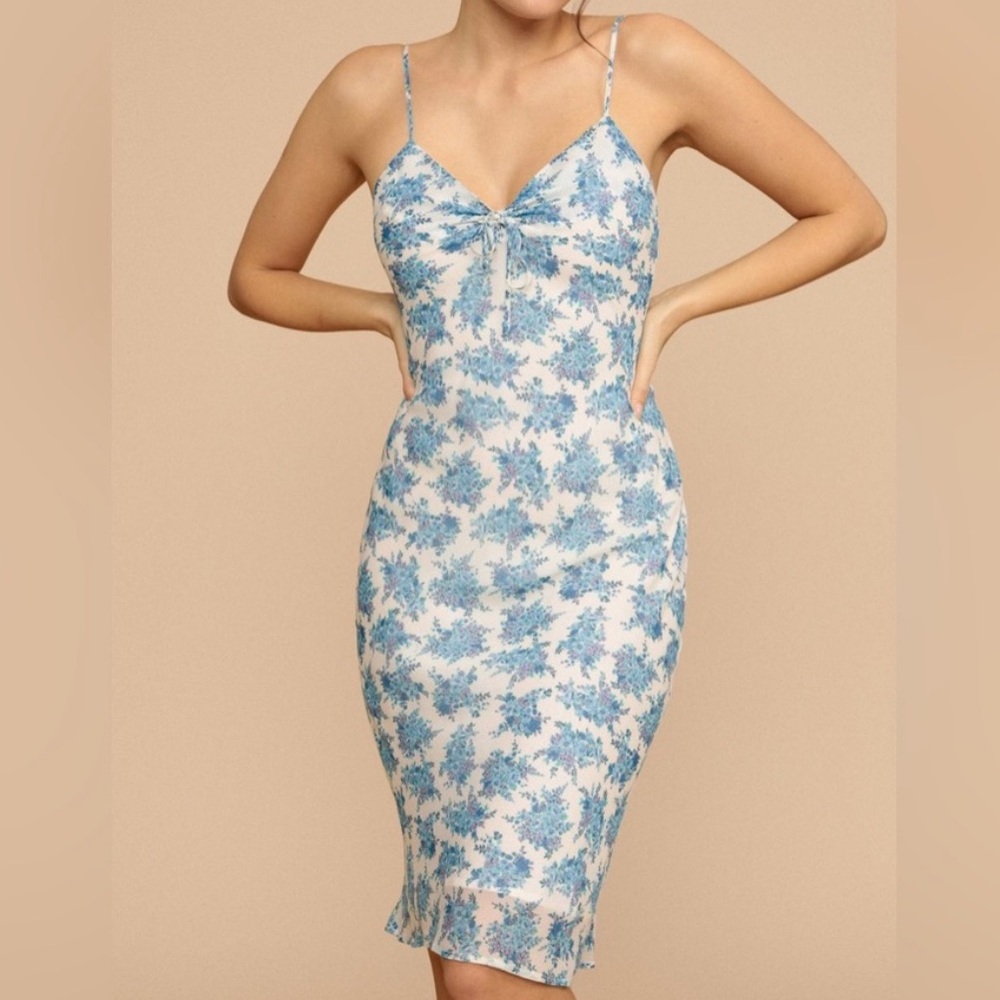 Rouje Paris Manuela Midi Dress White Blue Floral Printed 36 / 4